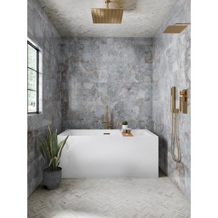 Iceberg Double Herringbone Honed Marble Mosaic Iceberg Double Herringbone Honed Marble Mosaic