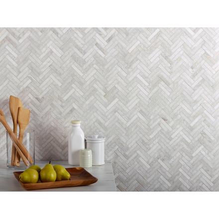 Iceberg Double Herringbone Honed Marble Mosaic Iceberg Double Herringbone Honed Marble Mosaic