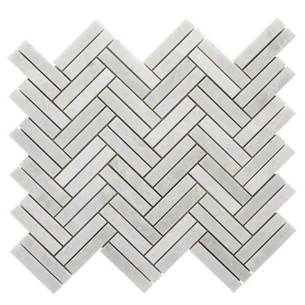 Iceberg Double Herringbone Honed Marble Mosaic Iceberg Double Herringbone Honed Marble Mosaic