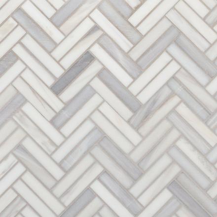 Bianco Venatino Double Herringbone Marble Mosaic Bianco Venatino Double Herringbone Marble Mosaic