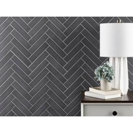 Unglazed Charcoal Herringbone Porcelain Mosaic Unglazed Charcoal Herringbone Porcelain Mosaic