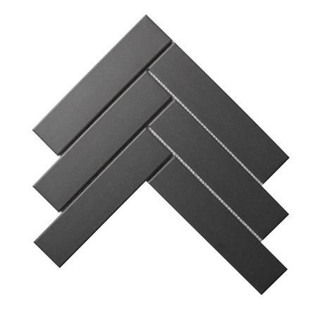 Unglazed Charcoal Herringbone Porcelain Mosaic Unglazed Charcoal Herringbone Porcelain Mosaic