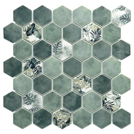 Seychelles Hexagon Glass Mosaic Seychelles Hexagon Glass Mosaic