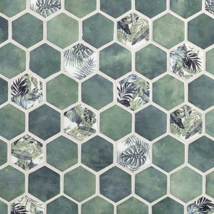 Seychelles Hexagon Glass Mosaic Seychelles Hexagon Glass Mosaic
