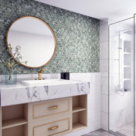 Seychelles Hexagon Glass Mosaic Seychelles Hexagon Glass Mosaic