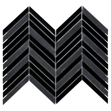 Jet Black Basalt Chevron Glass Mosaic Jet Black Basalt Chevron Glass Mosaic