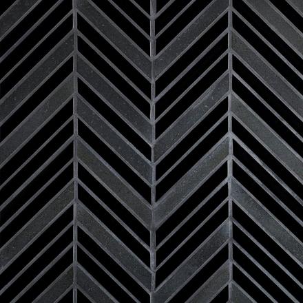 Jet Black Basalt Chevron Glass Mosaic Jet Black Basalt Chevron Glass Mosaic