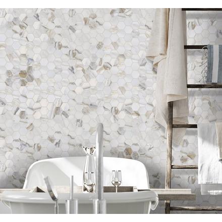 Alaria Hexagon Polished Porcelain Mosaic Alaria Hexagon Polished Porcelain Mosaic