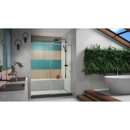 ENIGMA-X BRUSHED STAINLESS STEEL FRAMELESS SLIDING SHOWER DOOR ENIGMA-X BRUSHED STAINLESS STEEL FRAMELESS SLIDING SHOWER DOOR