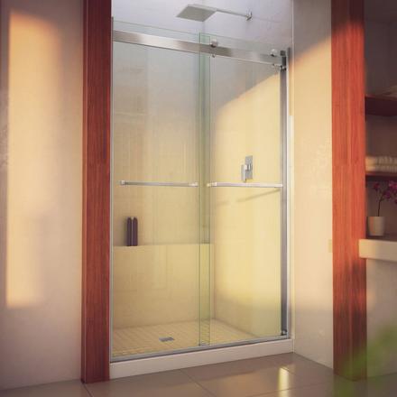 Essence-H Brushed Nickel Frameless Sliding Shower Door Essence-H Brushed Nickel Frameless Sliding Shower Door