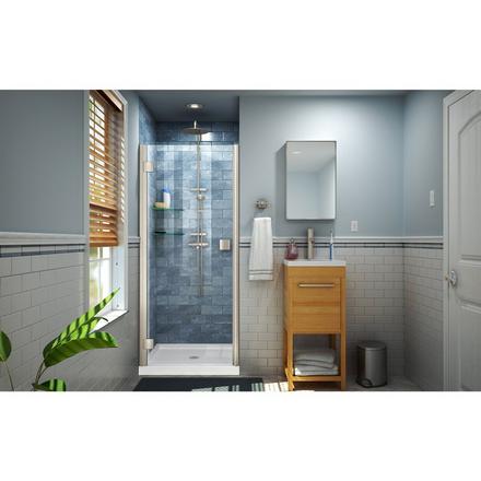 Lumen Brushed Nickel Semi-Frameless Shower Door Lumen Brushed Nickel Semi-Frameless Shower Door