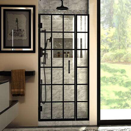 Unidoor Toulon Matte Black Hinged Shower Door Unidoor Toulon Matte Black Hinged Shower Door