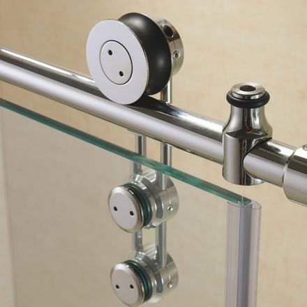 Enigma-Z Brushed Stainless Steel Frameless Sliding Shower Door Enigma-Z Brushed Stainless Steel Frameless Sliding Shower Door