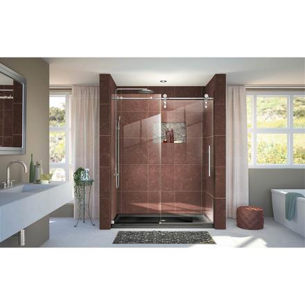 Enigma-Z Brushed Stainless Steel Frameless Sliding Shower Door Enigma-Z Brushed Stainless Steel Frameless Sliding Shower Door