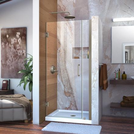 Unidoor Brushed Nickel Hinged Shower Door Unidoor Brushed Nickel Hinged Shower Door