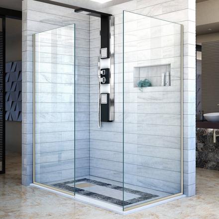 Linea Brushed Nickel Panel Shower Door Linea Brushed Nickel Panel Shower Door