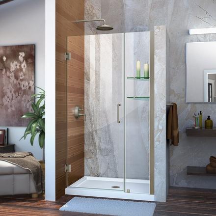 Unidoor Brushed Nickel Hinged Shower Door Unidoor Brushed Nickel Hinged Shower Door