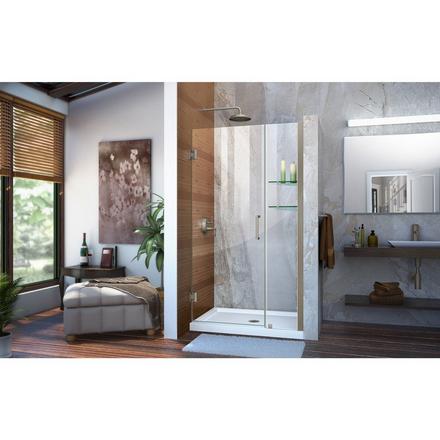 Unidoor Brushed Nickel Hinged Shower Door Unidoor Brushed Nickel Hinged Shower Door