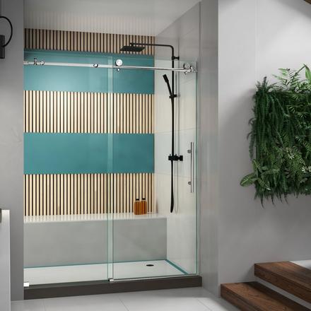 ENIGMA-X POLISHED STAINLESS STEEL FRAMELESS SLIDING SHOWER DOOR ENIGMA-X POLISHED STAINLESS STEEL FRAMELESS SLIDING SHOWER DOOR