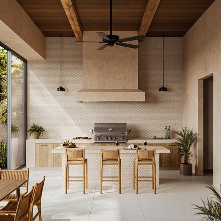 Fossil Hexagon Brushed Limestone Mosaic Fossil Hexagon Brushed Limestone Mosaic