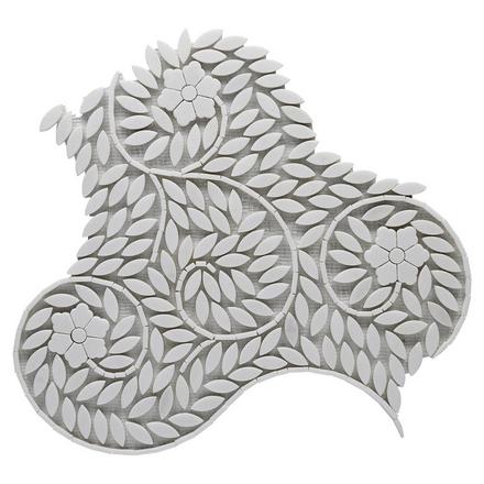 Thassos Camellia Marble Waterjet Mosaic Thassos Camellia Marble Waterjet Mosaic