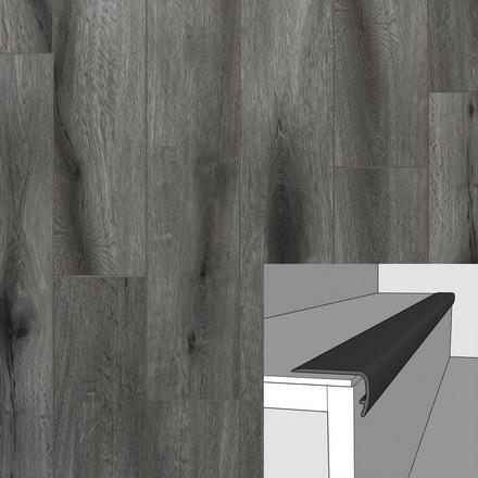 Neptune Gray 94in. Vinyl Overlapping Stairnose Neptune Gray 94in. Vinyl Overlapping Stairnose