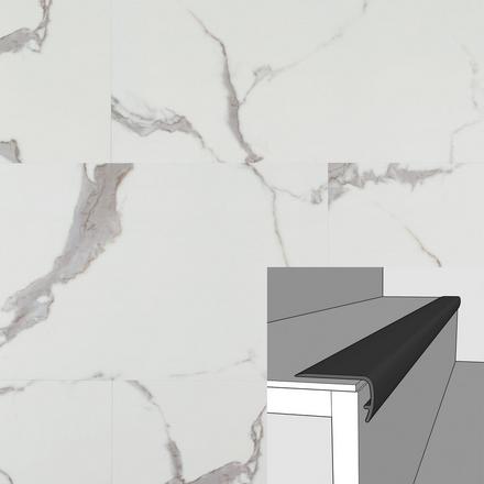 Calacatta 94in. Vinyl Overlapping Stair Nose Calacatta 94in. Vinyl Overlapping Stair Nose