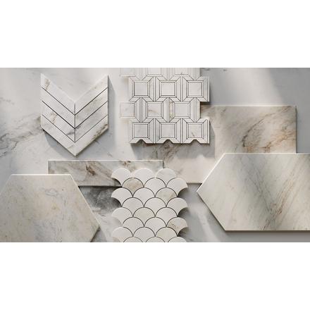 Bianco Orion Fan Honed Marble Mosaic Bianco Orion Fan Honed Marble Mosaic