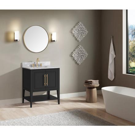 Arietta 31 in. Black Vanity with Carrara Marble Top Arietta 31 in. Black Vanity with Carrara Marble Top