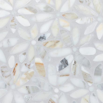 Calcacatta Fiore Honed Marble Pebble Mosaic Calcacatta Fiore Honed Marble Pebble Mosaic