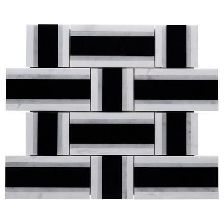 Basalt Bianco Carrara Basketweave Mosaic Basalt Bianco Carrara Basketweave Mosaic
