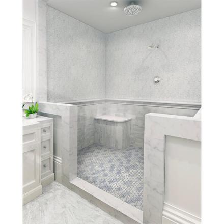 Daisy Thassos Blue Celeste Polished Marble Mosaic Daisy Thassos Blue Celeste Polished Marble Mosaic