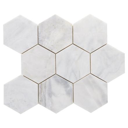 Arctic Ice Honed Marble Hexagon Mosaic Arctic Ice Honed Marble Hexagon Mosaic
