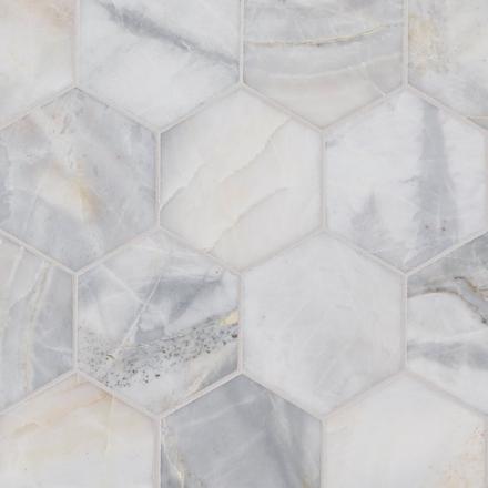 Arctic Ice Honed Marble Hexagon Mosaic Arctic Ice Honed Marble Hexagon Mosaic
