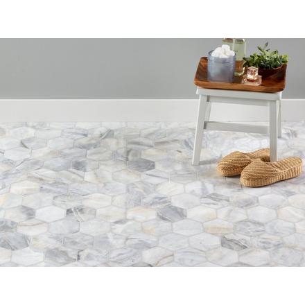 Arctic Ice Honed Marble Hexagon Mosaic Arctic Ice Honed Marble Hexagon Mosaic