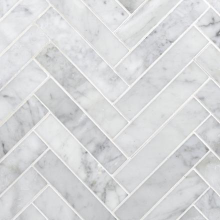 Bianco Carrara Herringbone Polished Marble Mosaic Bianco Carrara Herringbone Polished Marble Mosaic