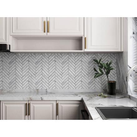 Bianco Carrara Herringbone Polished Marble Mosaic Bianco Carrara Herringbone Polished Marble Mosaic
