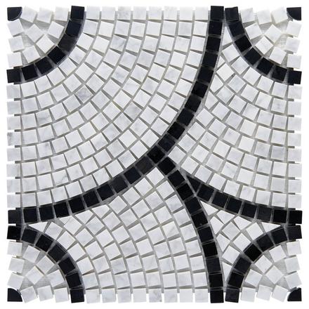 Circulo Bianco Carrara Nero Polished Marble Mosaic Circulo Bianco Carrara Nero Polished Marble Mosaic