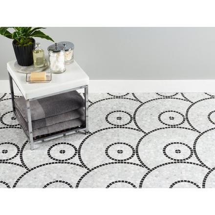 Circulo Bianco Carrara Nero Polished Marble Mosaic Circulo Bianco Carrara Nero Polished Marble Mosaic