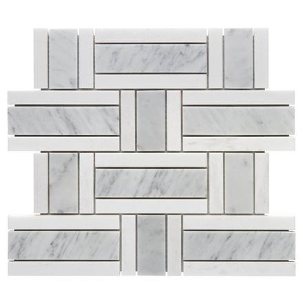 Bianco Carrara Thassos Basketwoven Honed Marble Mosaic Bianco Carrara Thassos Basketwoven Honed Marble Mosaic