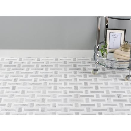 Bianco Carrara Thassos Basketwoven Honed Marble Mosaic Bianco Carrara Thassos Basketwoven Honed Marble Mosaic