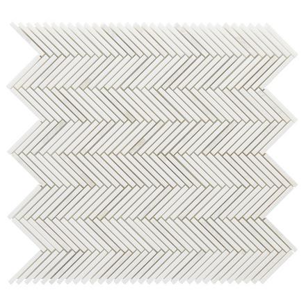 Celine Chevron Thassos Mother of Pearl Marble Mosaic Celine Chevron Thassos Mother of Pearl Marble Mosaic