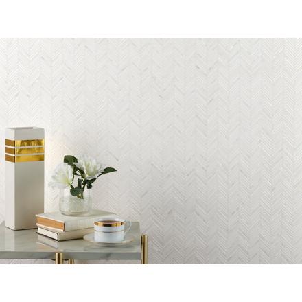 Celine Chevron Thassos Mother of Pearl Marble Mosaic Celine Chevron Thassos Mother of Pearl Marble Mosaic