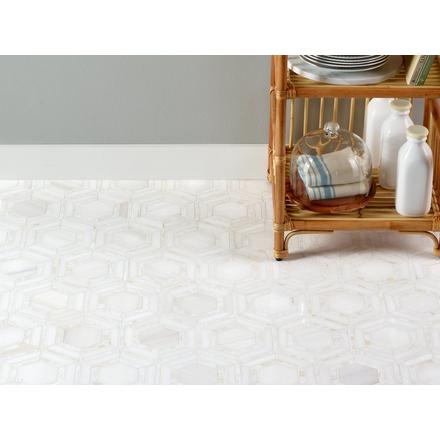 Dolomite Framed Mother of Pearl Hexagon Polished Marble Mosaic Dolomite Framed Mother of Pearl Hexagon Polished Marble Mosaic