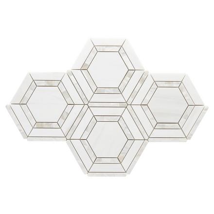 Dolomite Framed Mother of Pearl Hexagon Polished Marble Mosaic Dolomite Framed Mother of Pearl Hexagon Polished Marble Mosaic