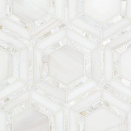 Dolomite Framed Mother of Pearl Hexagon Polished Marble Mosaic Dolomite Framed Mother of Pearl Hexagon Polished Marble Mosaic