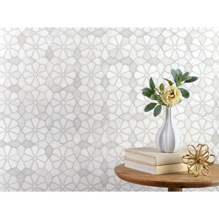 Poppy Dolomite Iceberg Polished Marble Waterjet Mosaic Poppy Dolomite Iceberg Polished Marble Waterjet Mosaic