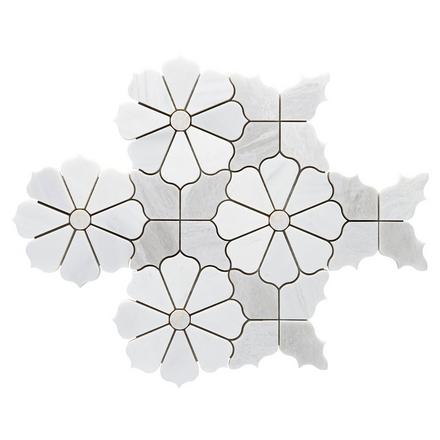 Poppy Dolomite Iceberg Polished Marble Waterjet Mosaic Poppy Dolomite Iceberg Polished Marble Waterjet Mosaic