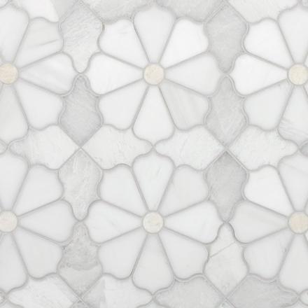 Poppy Dolomite Iceberg Polished Marble Waterjet Mosaic Poppy Dolomite Iceberg Polished Marble Waterjet Mosaic