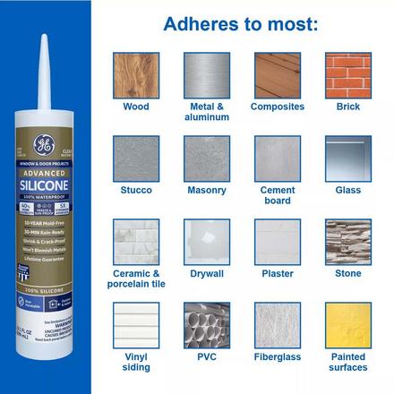 GE Advanced Silicone White 10.1oz. Window and Door Caulk GE Advanced Silicone White 10.1oz. Window and Door Caulk
